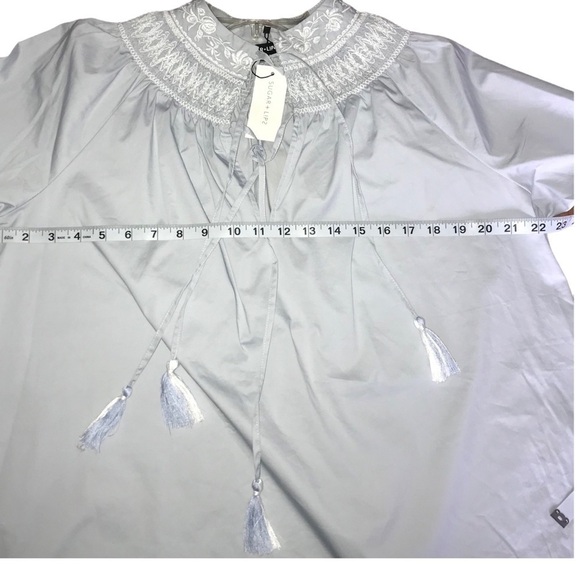 NWT Tasha Apparel Sugar Lips Peasant Boho Balloon Sleeve Lace Detail Top… - Picture 10 of 13
